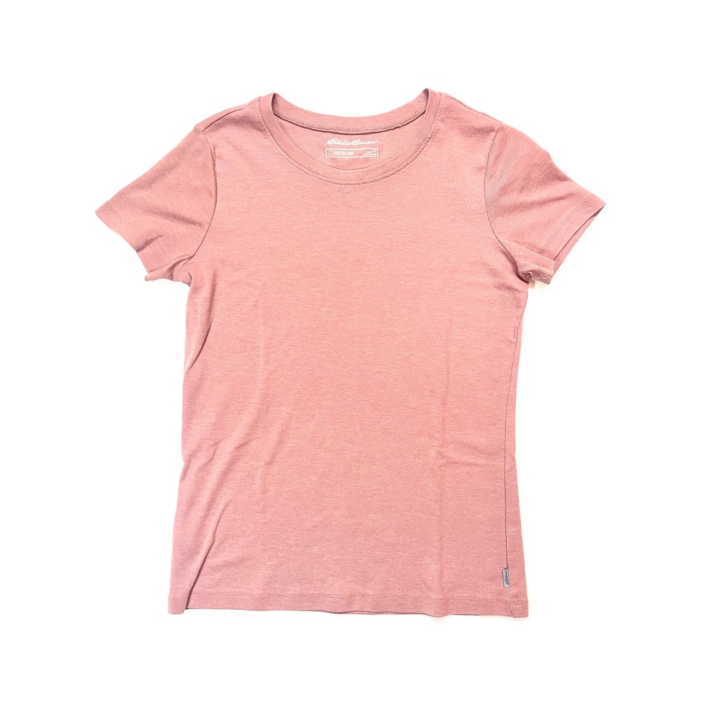 Eddie Bauer Womens Petite Medium Pink Cotton Short Sleeve Relaxed T-Shirt PM